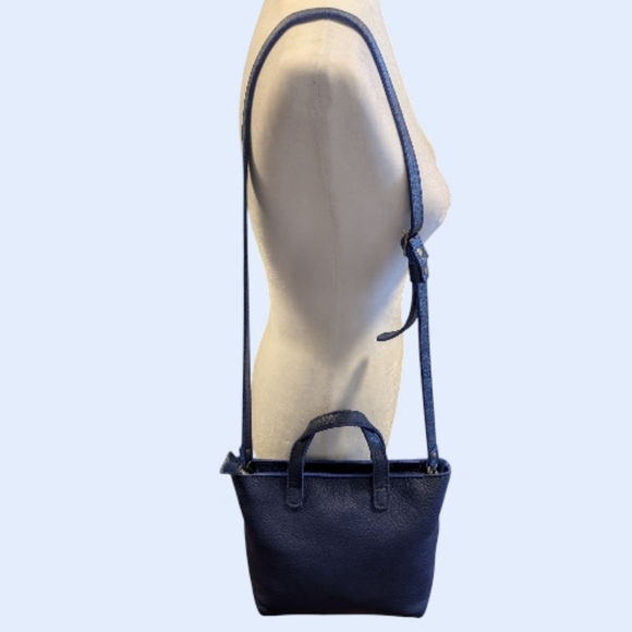 EUC Portland Pebbled Leather Mini Zipper Tote Bag Cobalt Blue - Picture 4 of 9